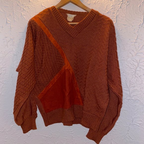 Rustic Trentsou Knit Sweater with Suede Accent - Size M - Picture 1 of 3